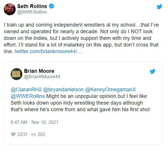 Rollins tweet november 2021